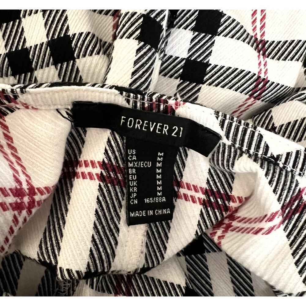 Forever 21 Plaid Bodycon Open Back Mini Dress Red Black White Medium - Picture 3 of 5